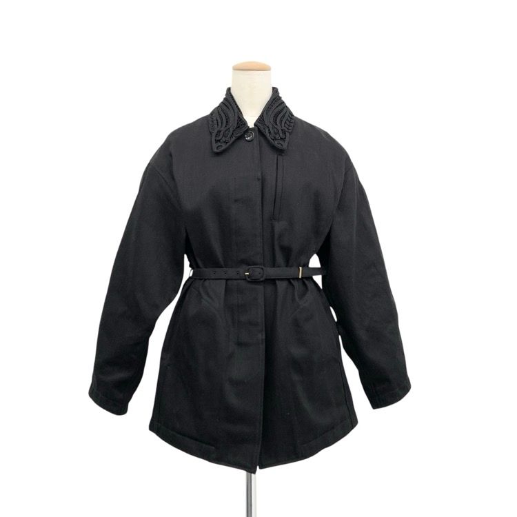 Mame Kurogouchi　コード刺繍　デニムジャケット　＜黒・サイズ1＞ Mame Kurogouchiコード刺繍デニムジャケット＜黒・サイズ1＞