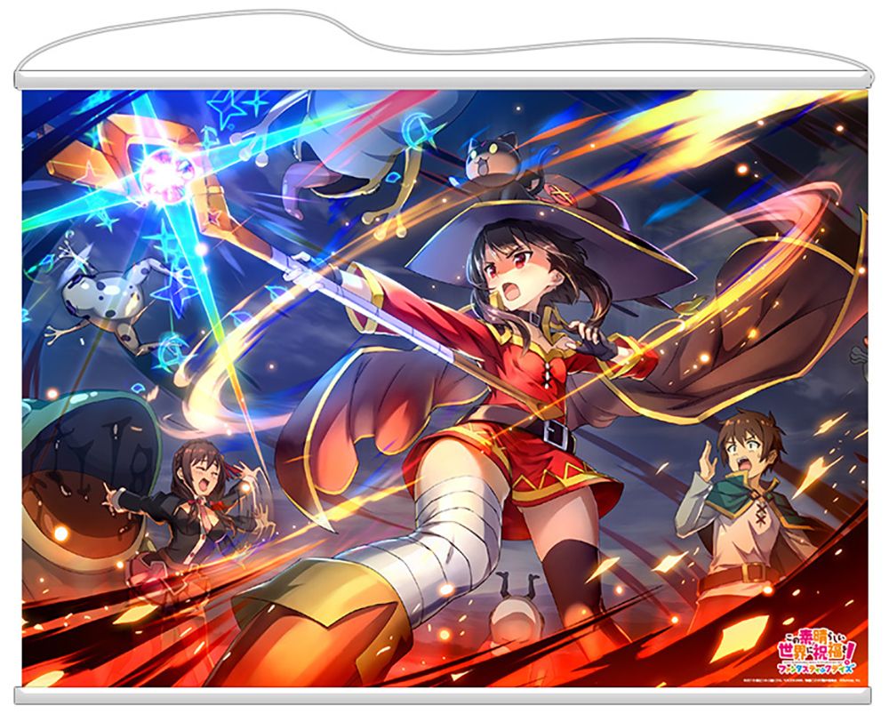 中古】 カズマ＆めぐみん＆ゆんゆん B2タペストリーA この素晴らしい 