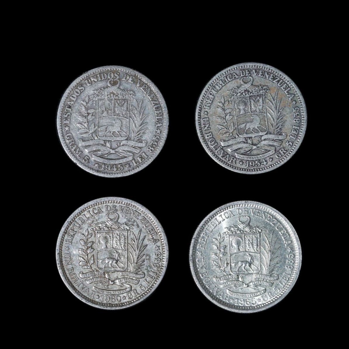 南アメリカ 1Bolivares 年号別 4枚組 1ボリバル 外国コイン 銀貨 割引 ベネズエラ