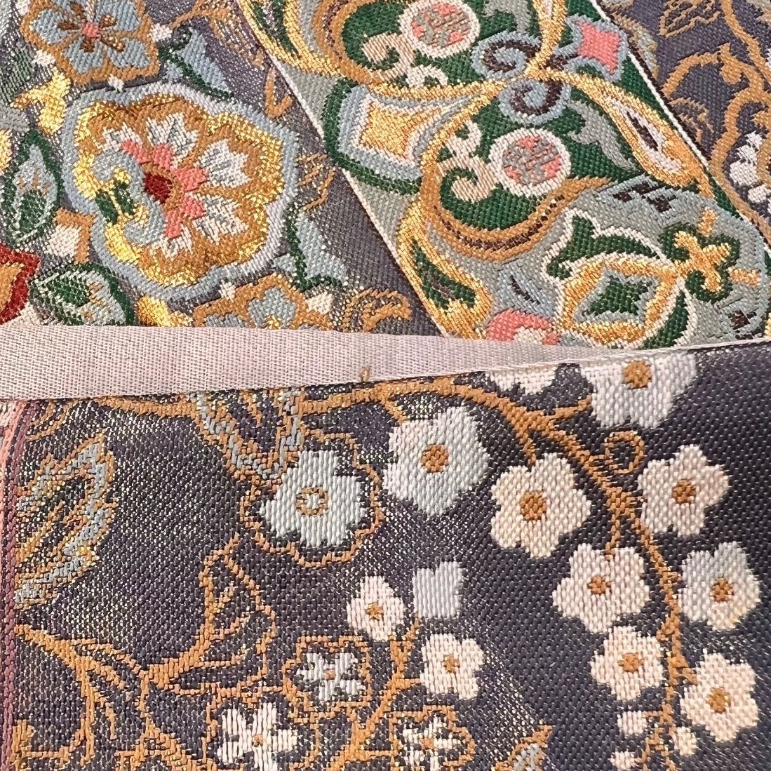 袋帯 正倉院文様 華文 金糸