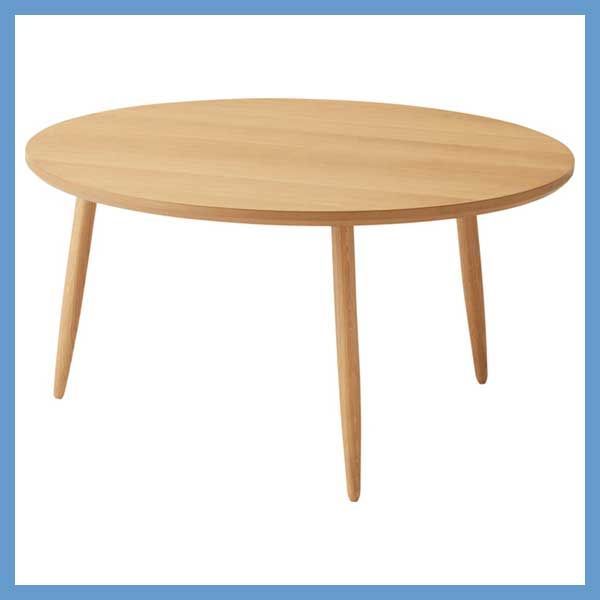 販売 天然木（オーク）の丸型テーブル（L）「W70×D70×H36cm」（スリム三