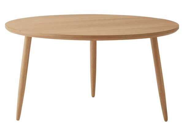 販売 天然木（オーク）の丸型テーブル（L）「W70×D70×H36cm」（スリム