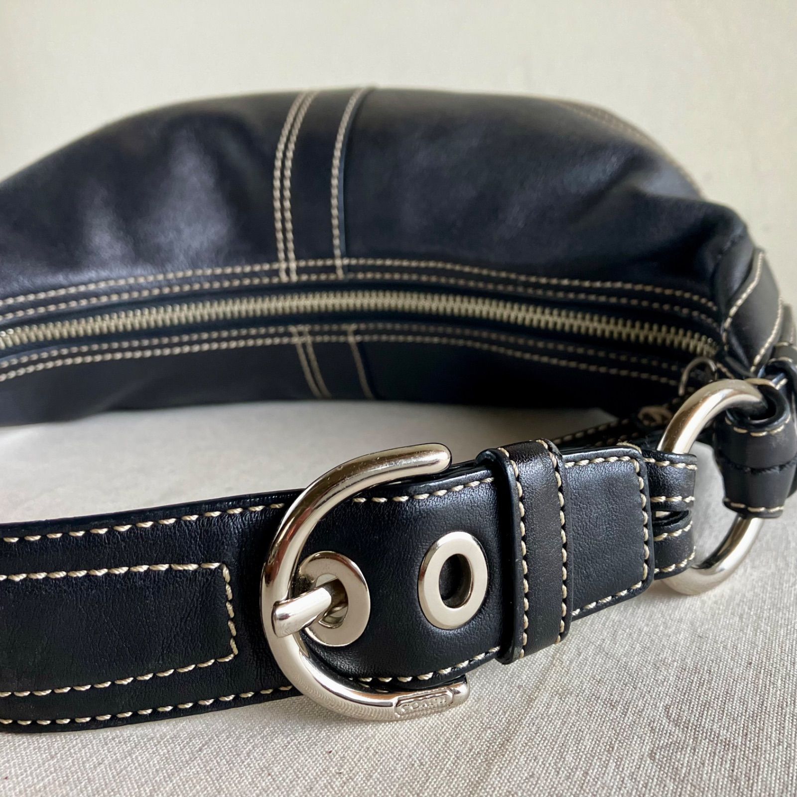 Vintage Coach Soho Mini Hobo Shoulder Bag Black Leather Y2K Error