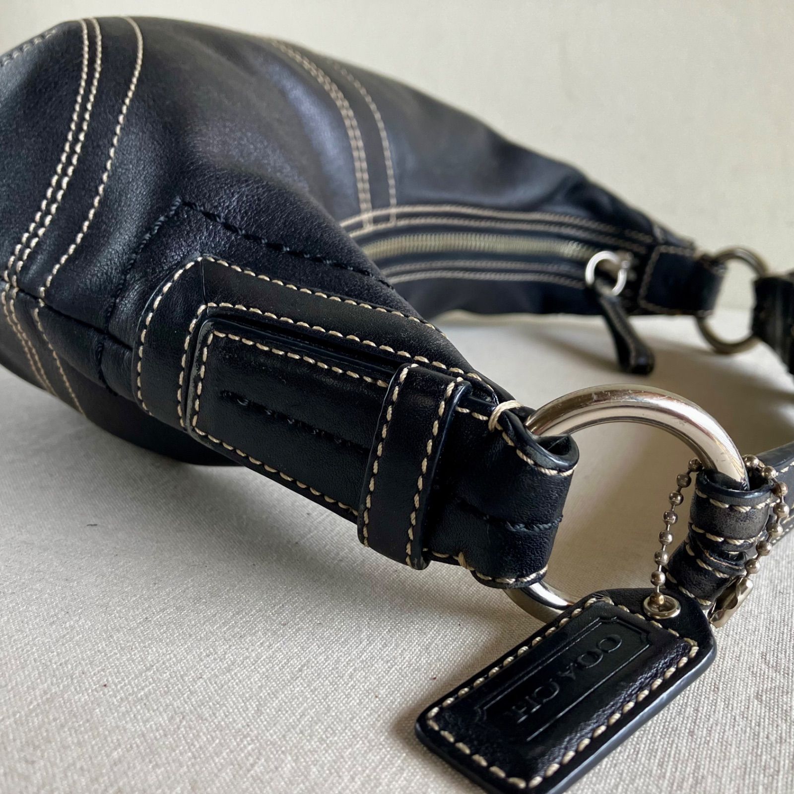 Vintage Coach Soho Mini Hobo Shoulder Bag Black Leather Y2K Error