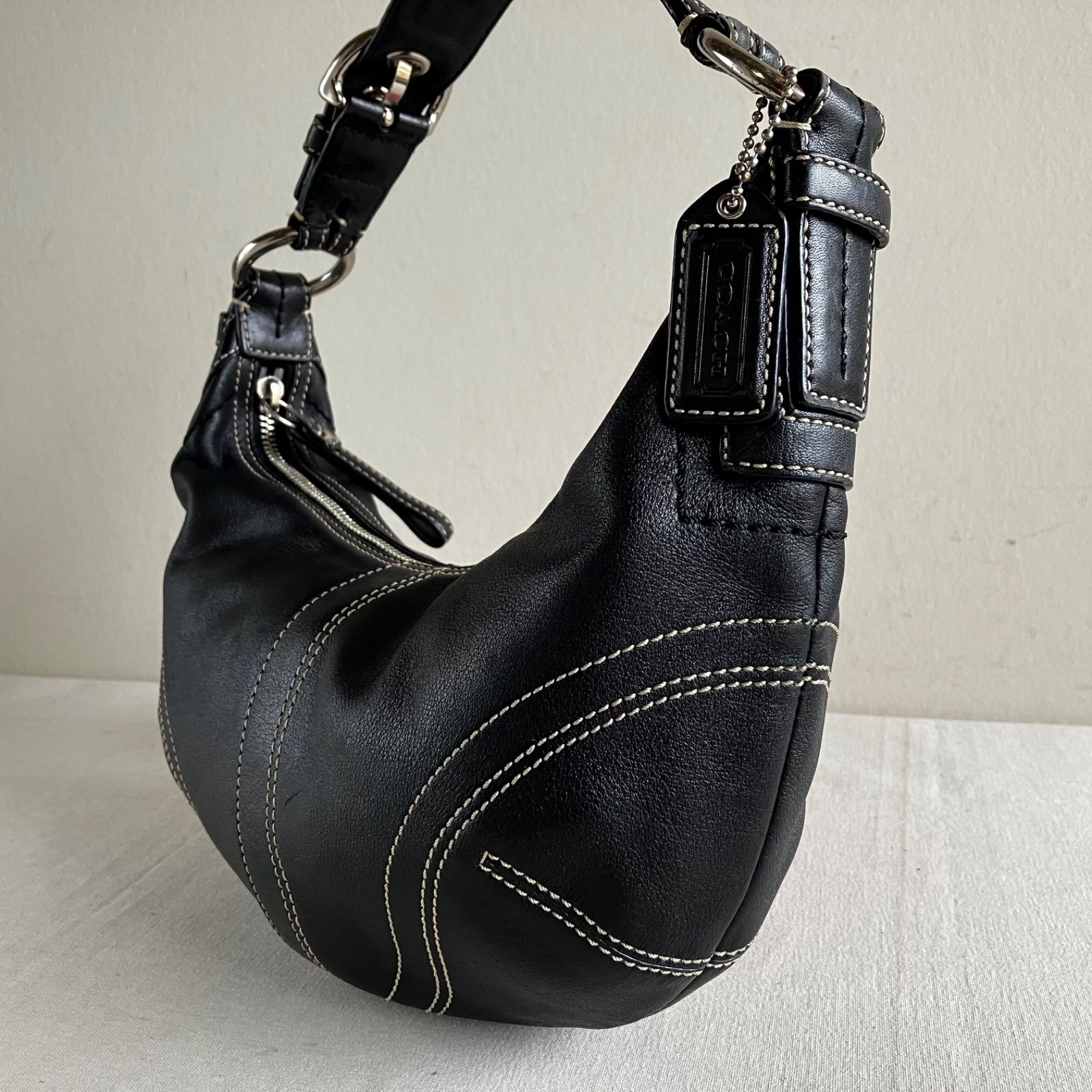 Vintage Coach Soho Mini Hobo Shoulder Bag Black Leather Y2K Error