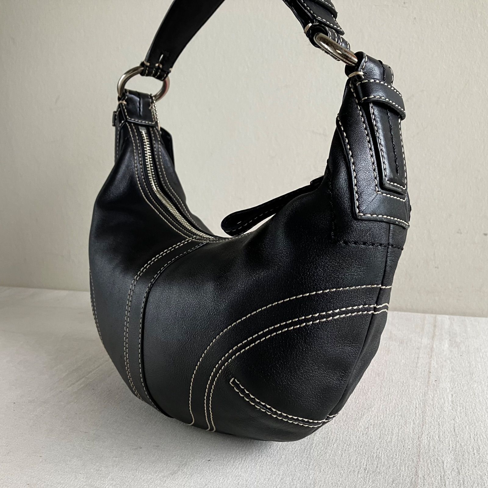 Vintage Coach Soho Mini Hobo Shoulder Bag Black Leather Y2K Error
