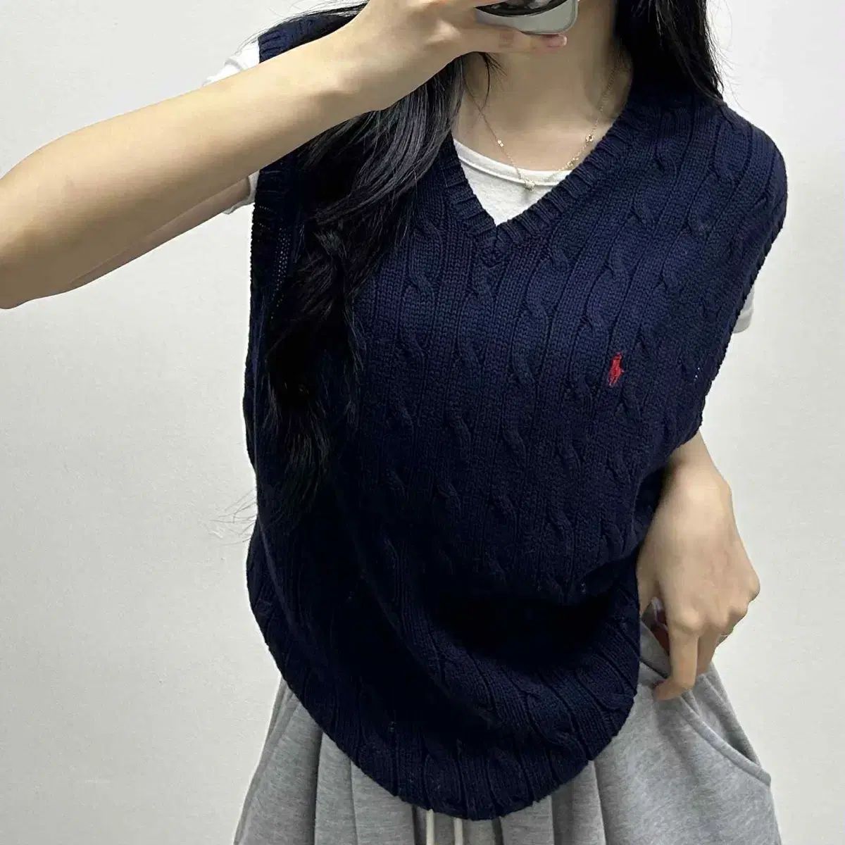 ポロ ラルフローレン ネイビー ケーブル ニット ベスト ベスト (100