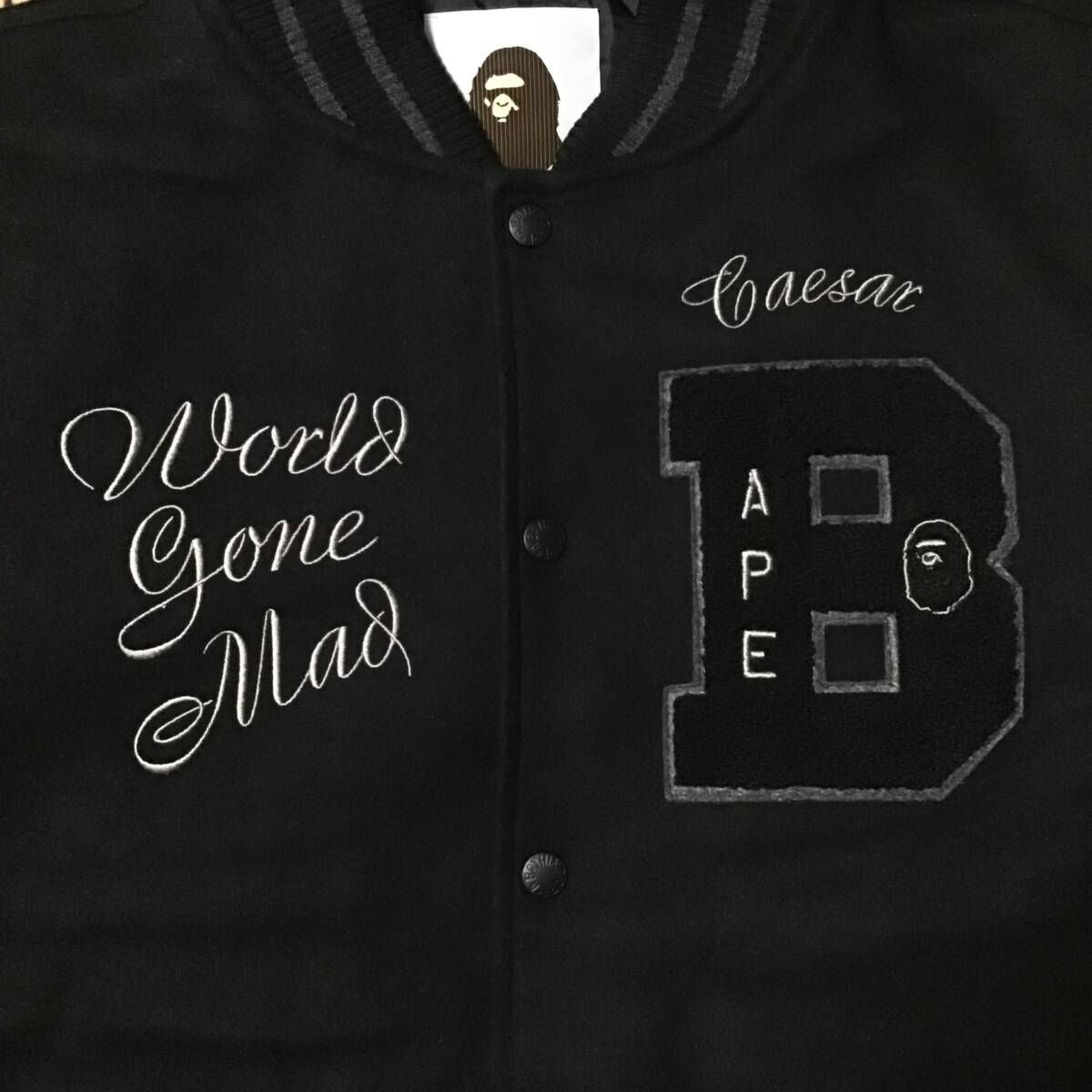 ☆XL☆ BAPE STA 袖レザー スタジャン black a bathing ape star