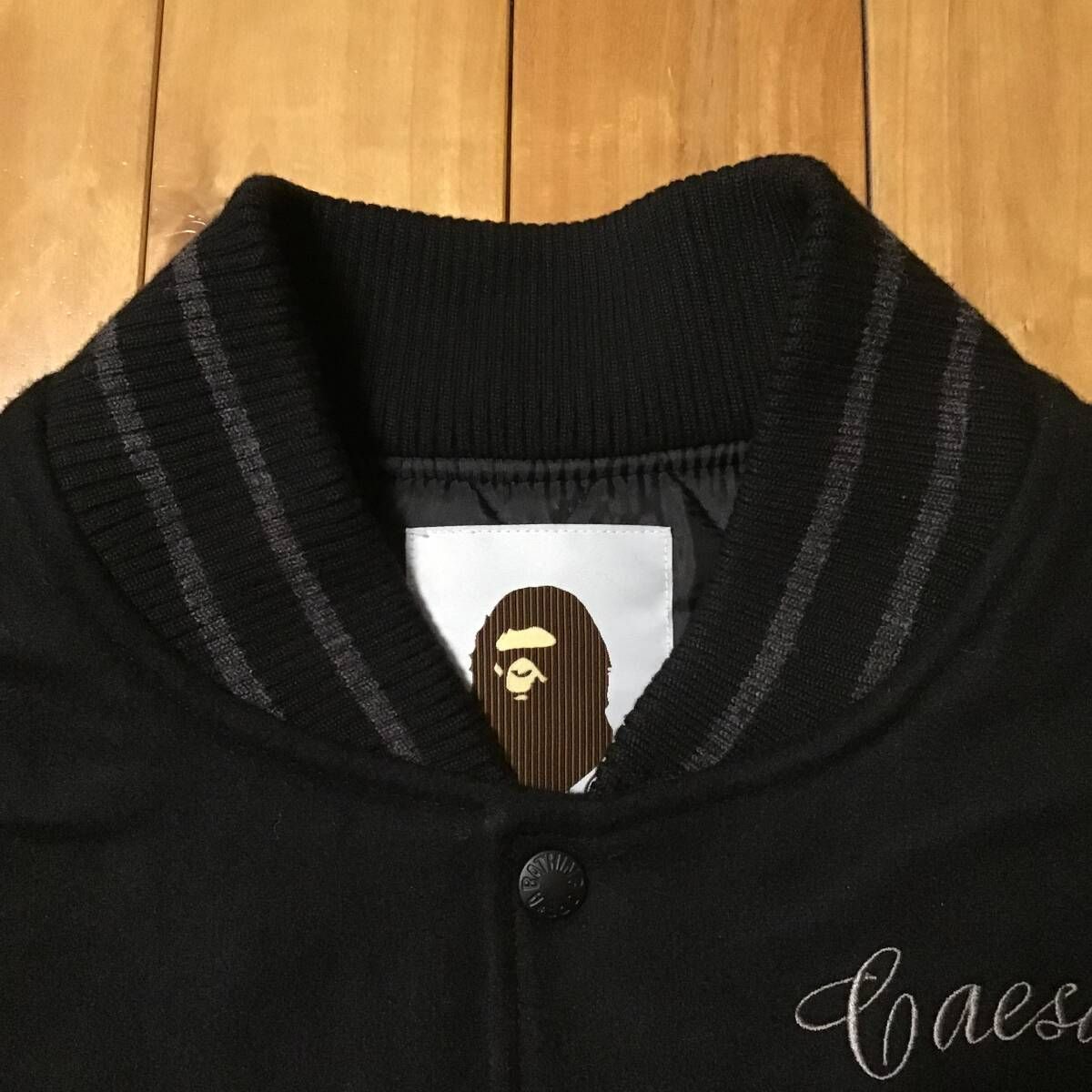 ☆XL☆ BAPE STA 袖レザー スタジャン black a bathing ape star 