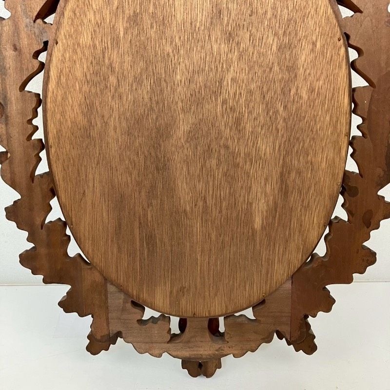 昭和レトロ 木彫り 壁掛けミラー 高さ62cm ウォールミラー