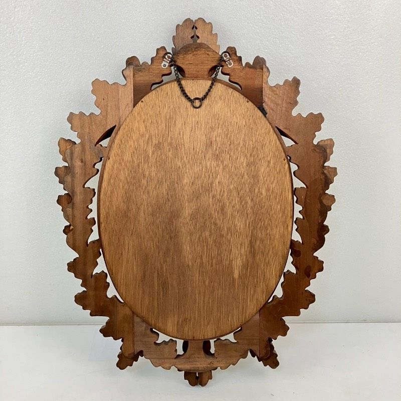 昭和レトロ 木彫り 壁掛けミラー 高さ62cm ウォールミラー