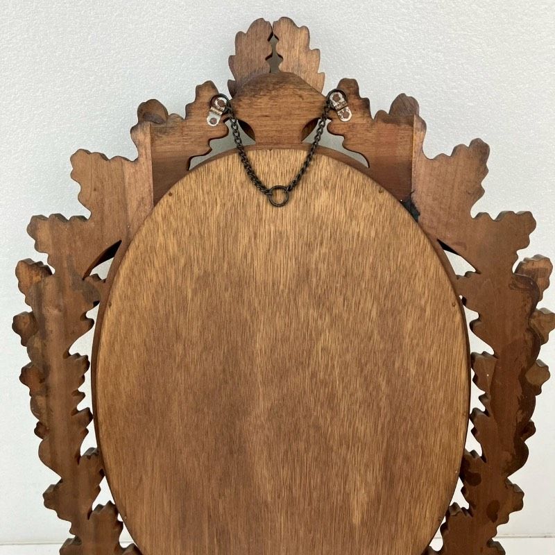 昭和レトロ 木彫り 壁掛けミラー 高さ62cm ウォールミラー