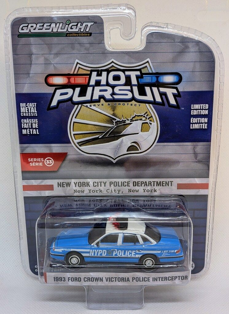ミニカー Ford CROWN VICTORIA POLICE CAR GREENLIGHT 1/64 HOT PURSUIT 1993 FORD CROWN VICTORIA POLICE