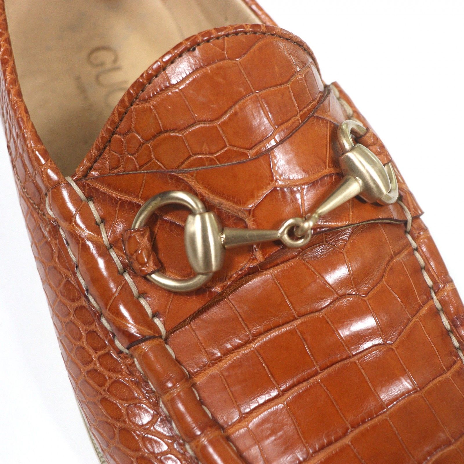 GUCCI クロコダイルレザー ローファー　ブラウン　38サイズ GUCCI クロコダイルレザー ローファー ブラウン 38サイズ V