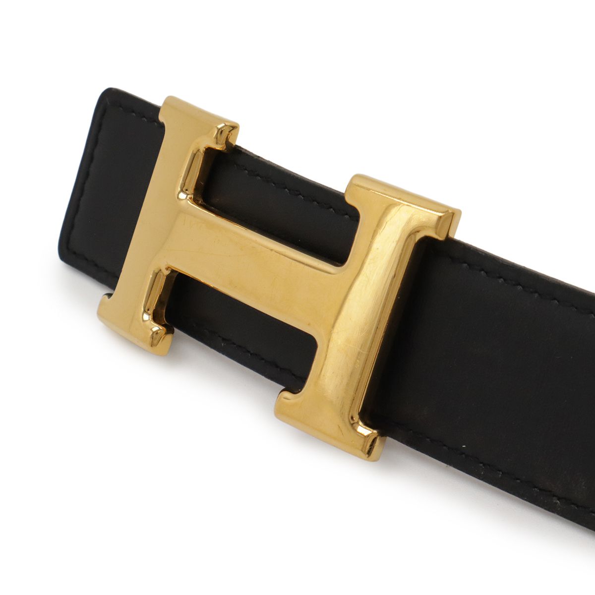 HERMES エルメス Hベルト リバーシブル レザー ブラック 黒 キャメル