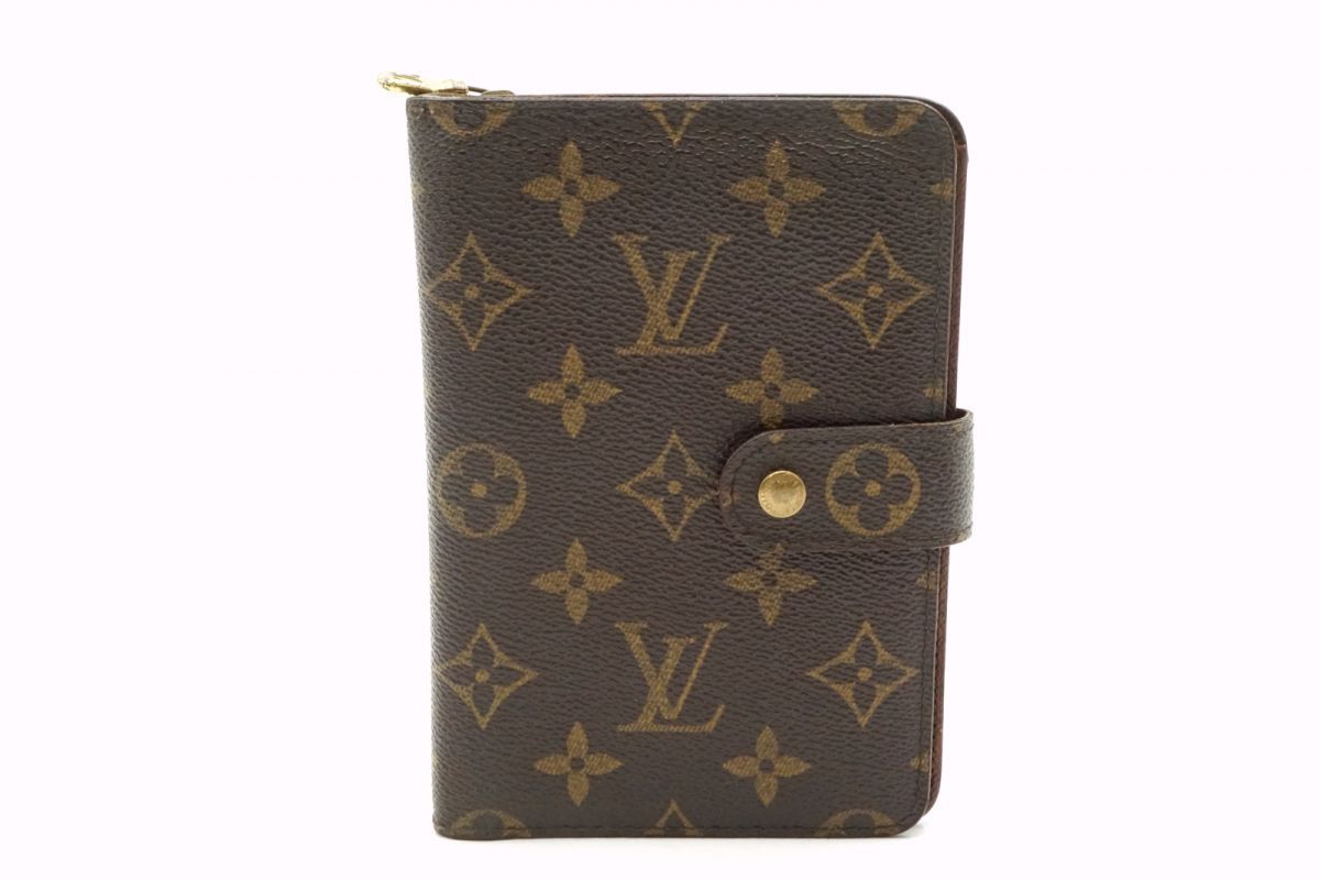 Louis Vuitton パピエジップ　二つ折り財布 ダークブラウン ◇◇LOUIS VUITTON ルイヴィトン ポルト・パピエ・ジップ モノグラム二