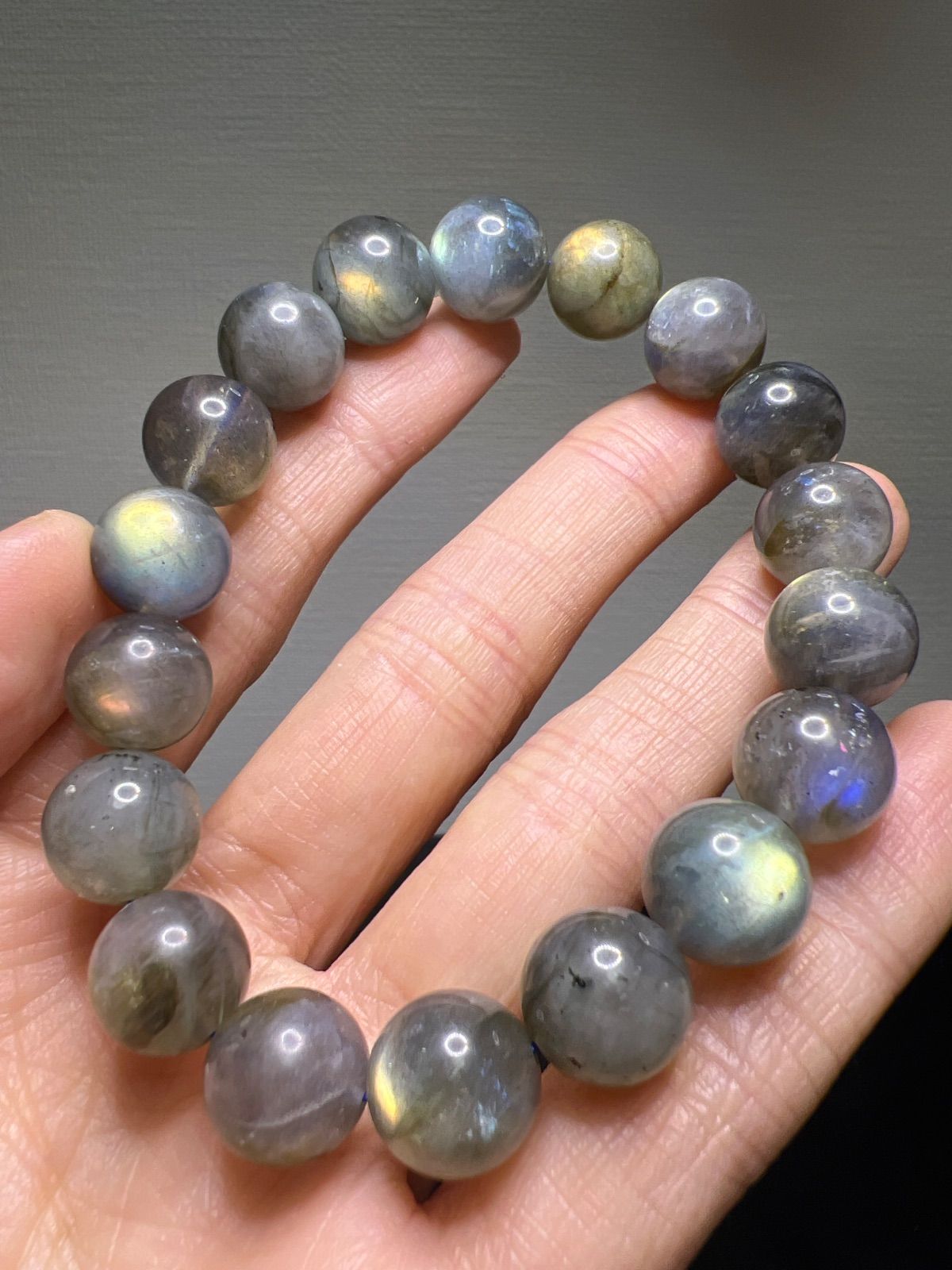 天然石 シラー ラブラドライト ブレスレット11.5㍉約17.5㌢☆Y72