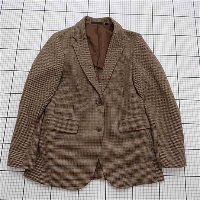 ◇ Θ ユニクロ UNIQLO チェック柄テーラードジャケット ブラウン系 S