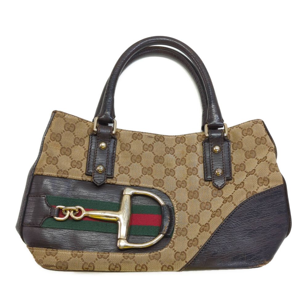 年末セール) GUCCI グッチ GGキャンバス ホースビット レザー 