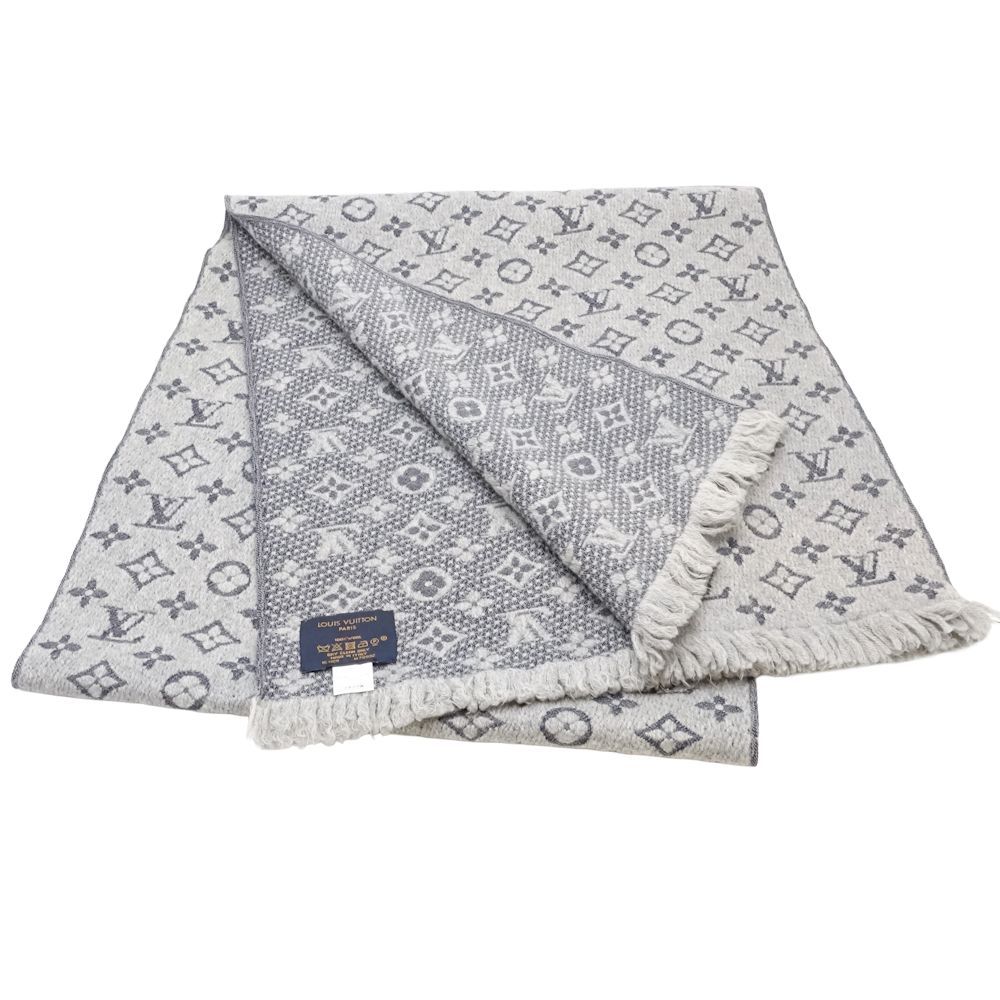 【ルイヴィトン】マフラー モノグラムクラシック グリクレール　グレー　メンズ ルイ・ヴィトン マフラー 