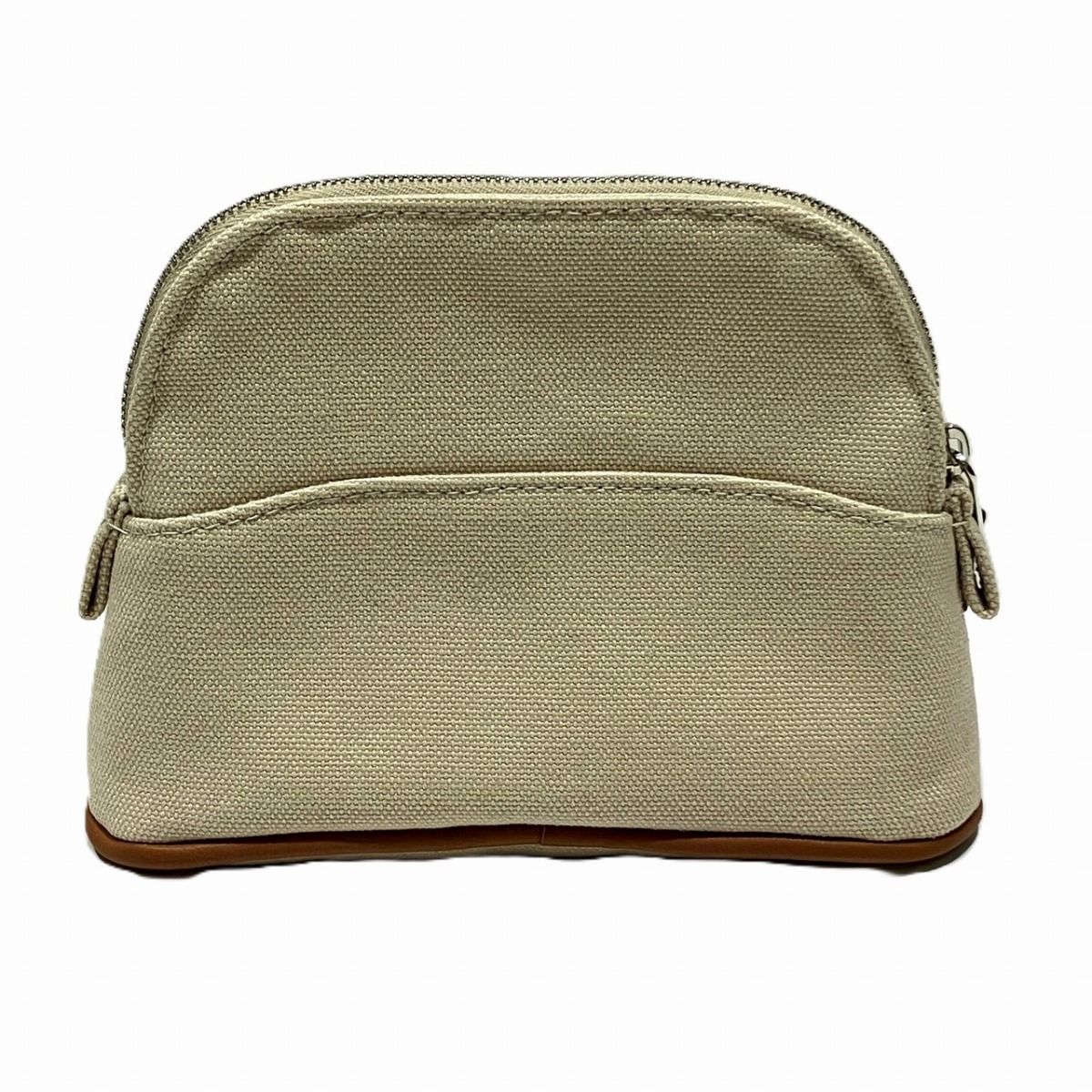 HERMES ベージュ キャンバス ミニポーチ エルメス HERMES ポーチ キャンバス レザー レディース - メルカリ