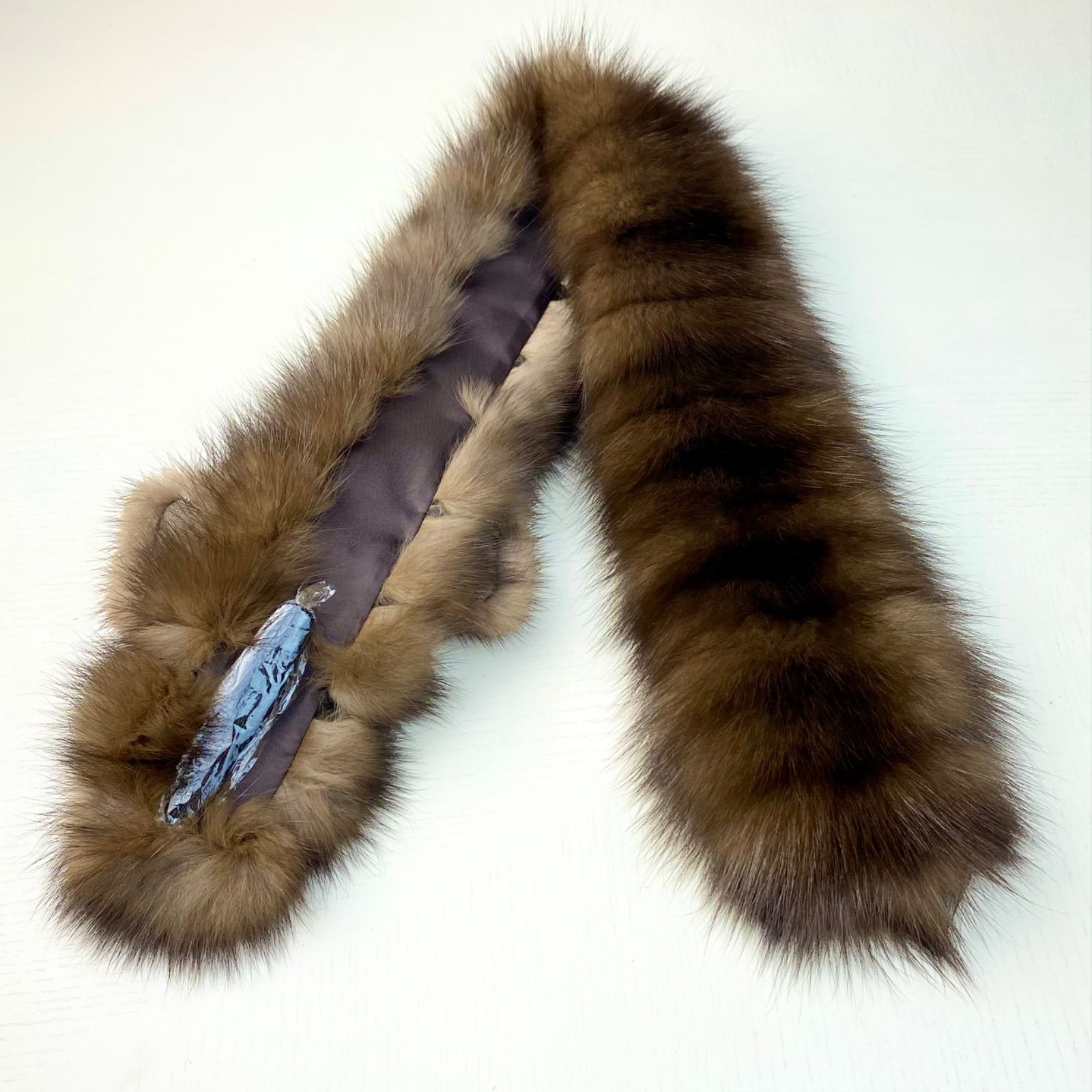 格安！ロシアンセーブルリボン付きマフラー*毛皮の王様*日本製 新品 【ブラウン】 格安！ロシアンセーブルリボン付きマフラー*毛皮の王様*日本製 新品