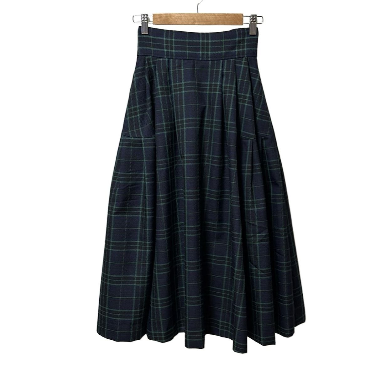 JENNE 最新✨ダークグリーン チェック柄 Aラインスカート 新品 タグあり JENNE(ジェンヌ) ロングスカート サイズS レディース新品同様