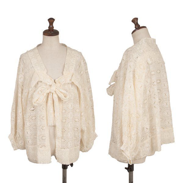 ジュンヤワタナベコムデギャルソン 変形 カーディガン レース編み アイボリー S ジュンヤワタナベコムデギャルソン 変形 カーディガン レース編み