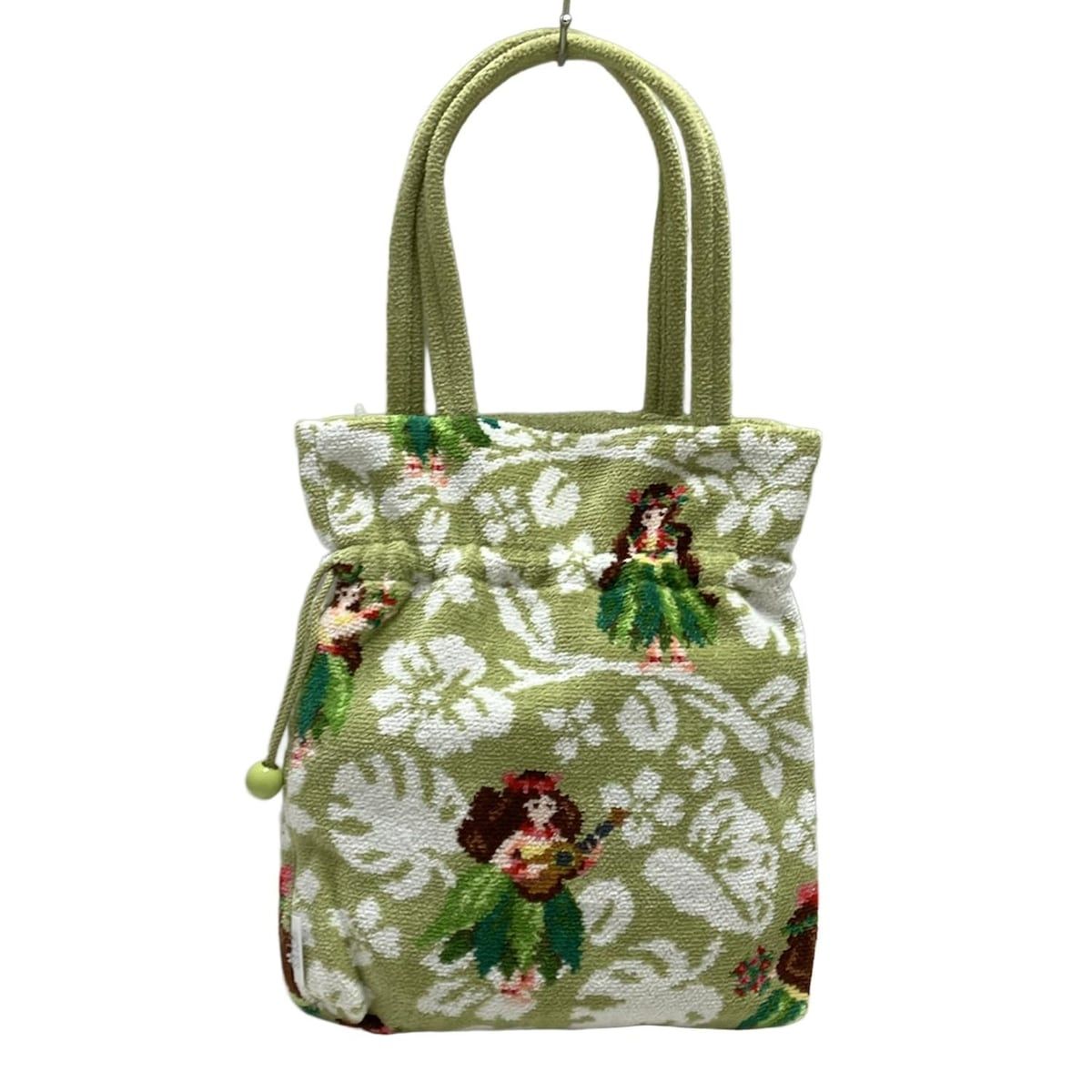 FEILER(フェイラー) トートバッグ - イエローグリーン×白×マルチ 巾着