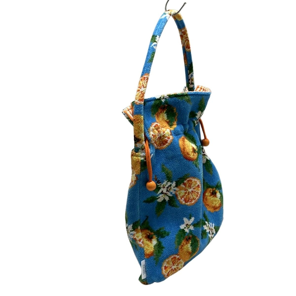 FEILER(フェイラー) ハンドバッグ美品 - ブルー×オレンジ×マルチ 巾着