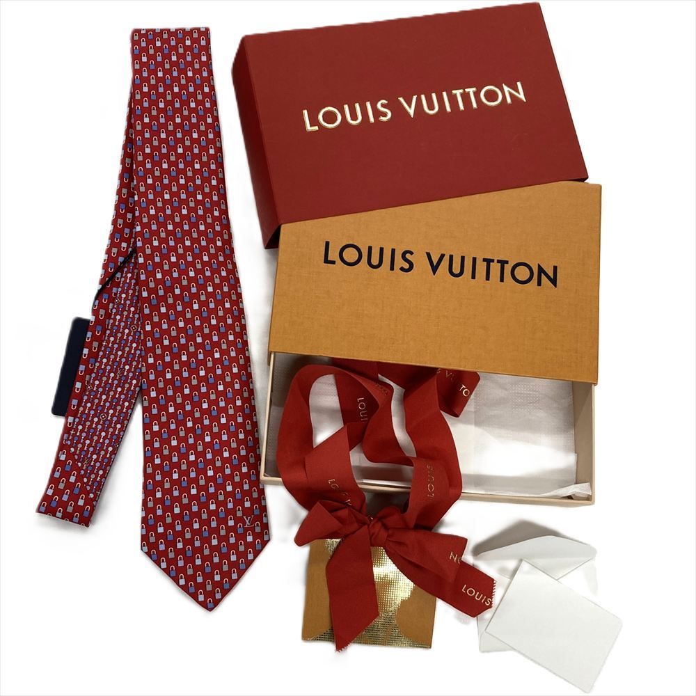 新品✨️ ルイヴィトン ネクタイ モノグラム アニマル柄 レッド 現行 高級シルク LOUIS VUITTON（ルイ・ヴィトン） 【超美品】 ネクタイ トランク