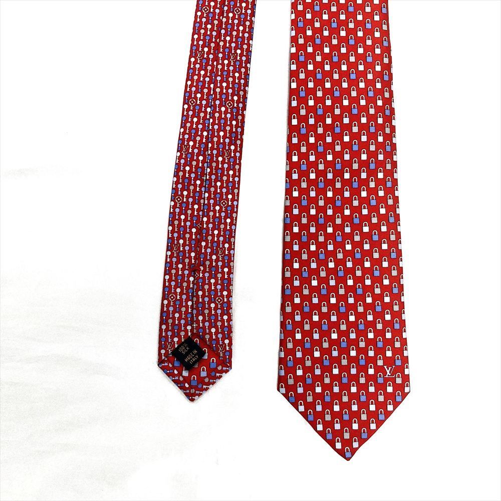 ルイ・ヴィトン 赤 チェック柄 ネクタイ ルイヴィトン LOUIS VUITTON クラヴァット ファインド ザ キー