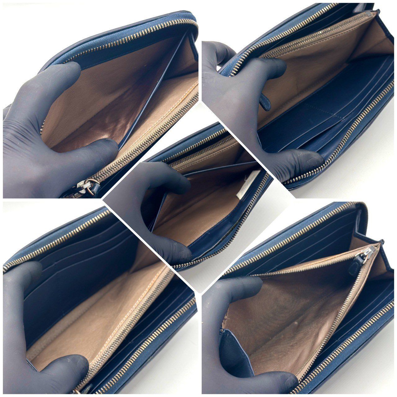 BOTTEGA VENETA 長財布 ネイビーレザー ボッテガヴェネタ 長財布 ネイビー レザー