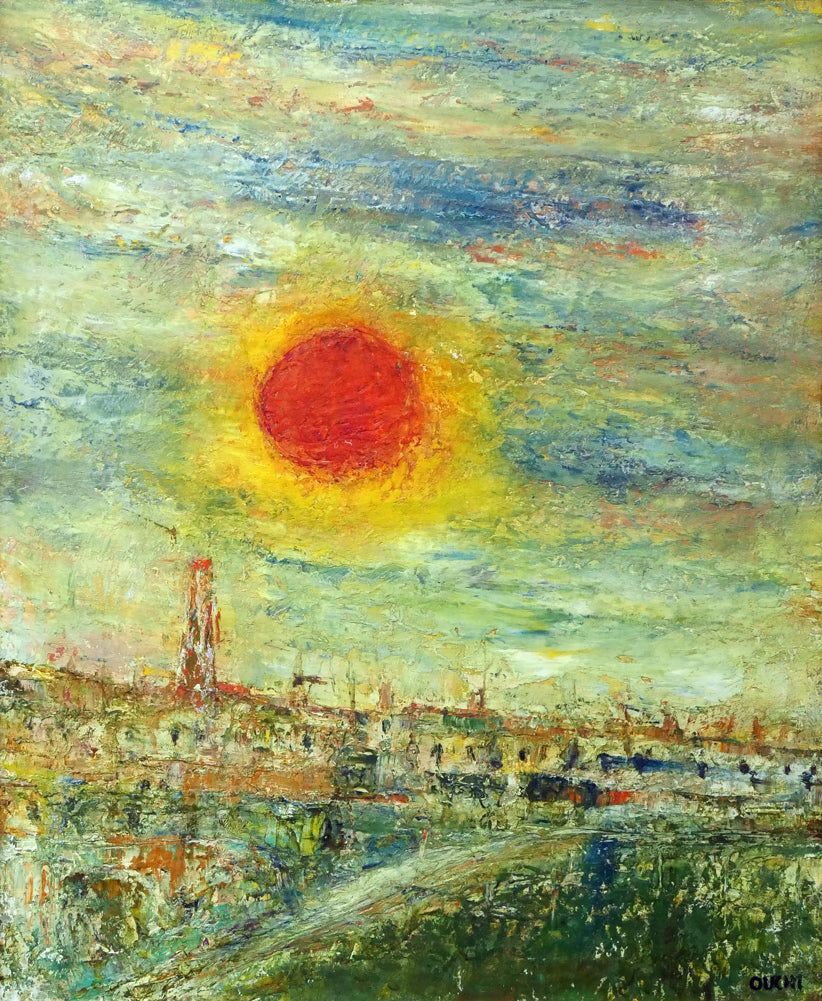 尾内 健治「太陽」油絵・F12号 純度100％の池袋モンパルナスの画家 JR