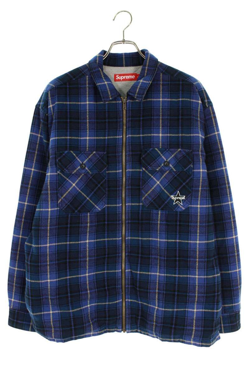 シュプリーム サイズ:L  25AW  Thermal Lined Zip Up Flannel Shirt チェック柄サーマルジップアップブルゾン 中古 SB01 シュプリーム 25AW Thermal Lined Zip Up Flannel Shirt チェック柄
