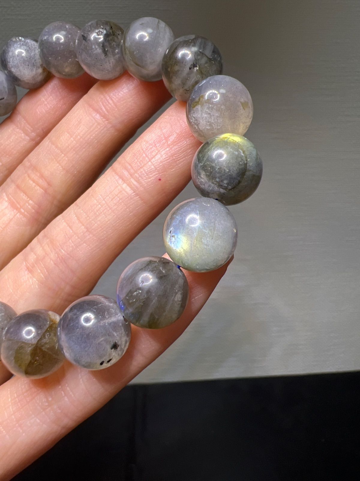 天然石 シラー ラブラドライト ブレスレット約11.5㍉17.5㌢☆Y74