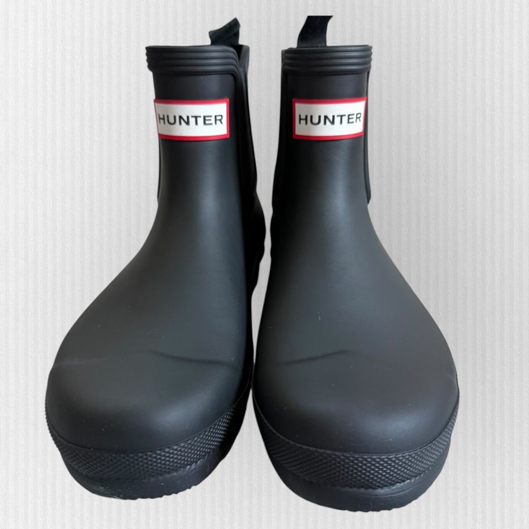 未使用級 HUNTER ロゴ バックストラップブーツ サイドゴア レインブーツ 未使用級】ハンター サイドゴア オリジナルチェルシー ロゴ バック
