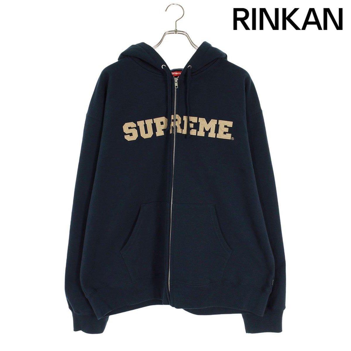 シュプリーム サイズ:XXL  25AW  IDGAF Zip Up Hooded Sweatshirt ロゴ刺繍ジップアップパーカー 中古 OM10 シュプリーム 25AW Collegiate Applique Zip Up Hooded Sweatshirt