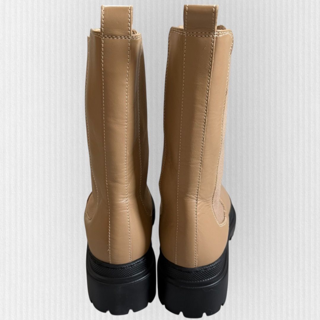 美品】トゥモローランド 24cm ベージュ 本革 サイドゴアブーツ ライト