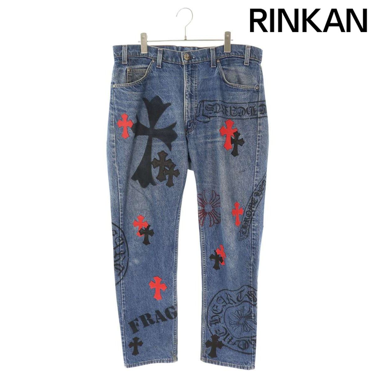クロムハーツ  リーバイス サイズ:36インチ  STENCIL DENIM ステンシル ペイントデザインクロスパッチ付きデニムパンツ 中古 OK15 クロムハーツ ×リーバイス LEVI'S STENCIL DENIM/ステンシル ペイント