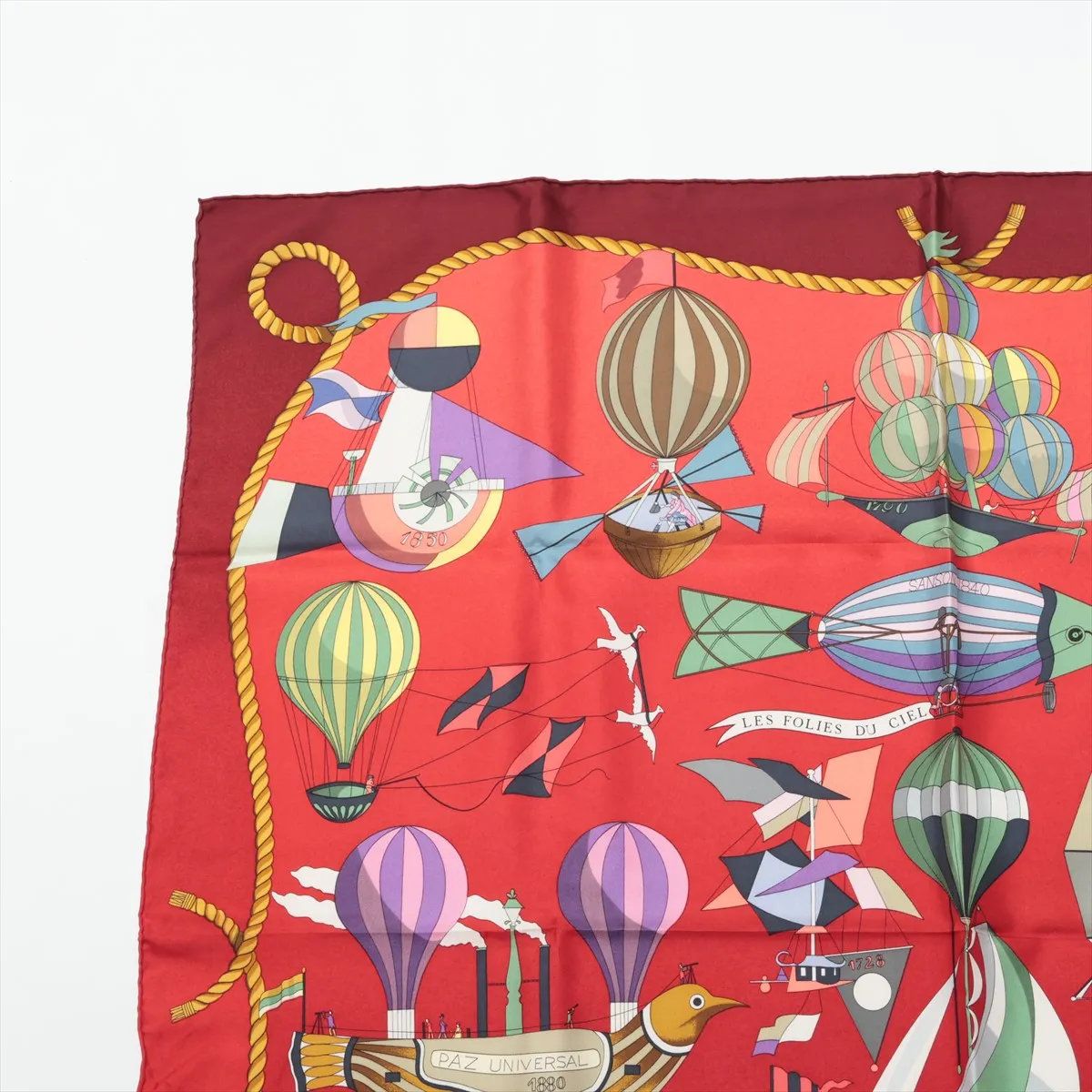 極美品 エルメス カレ 90 LES FOLIES DU CIEL 大空の狂気 スカーフ