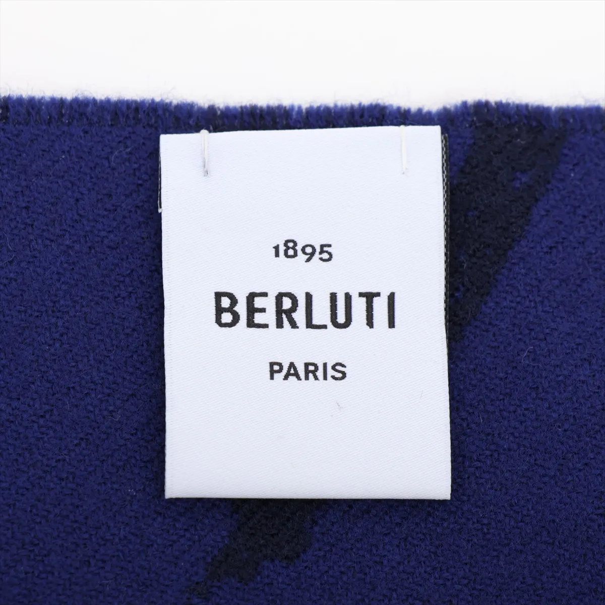 極美品 ベルルッティ カリグラフィ ウール 100％ マフラー ブルー