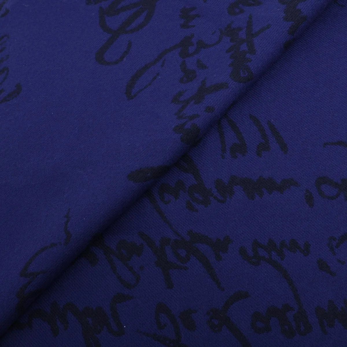 極美品 ベルルッティ カリグラフィ ウール 100％ マフラー ブルー