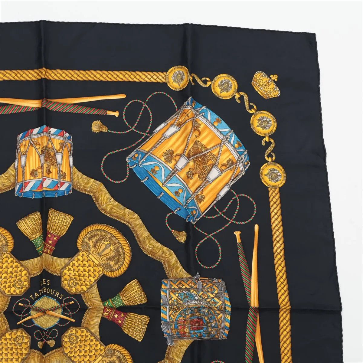 美品 エルメス カレ 90 LES TAMBOURS タンブールの太鼓 スカーフ