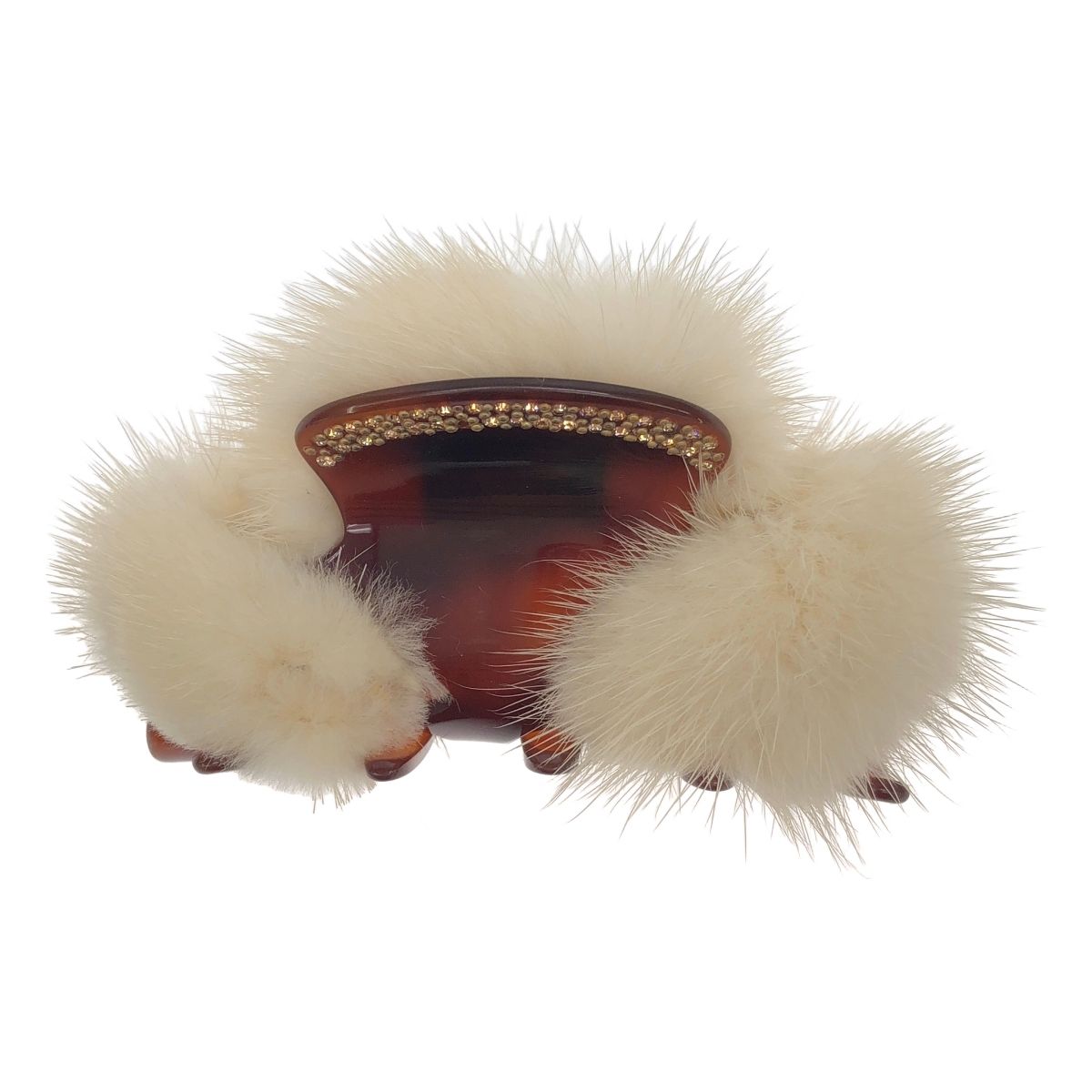 アッカ acca ミンクファークリップ　スワロフスキー 美品☆acca ミンクファースワロフスキークリップ