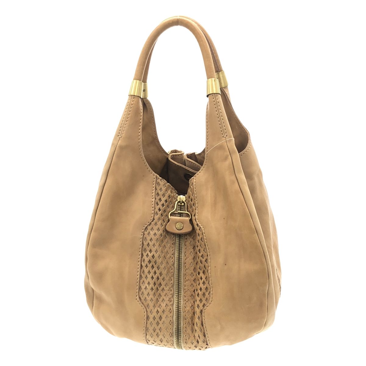 JIMMY CHOO ジミー チュウ レザーダイヤモンドホーボーバッグ ベージュ