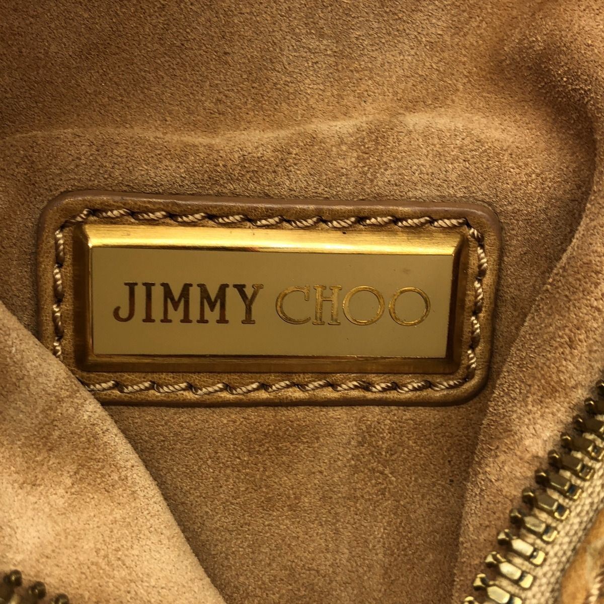 JIMMY CHOO ジミー チュウ レザーダイヤモンドホーボーバッグ ベージュ