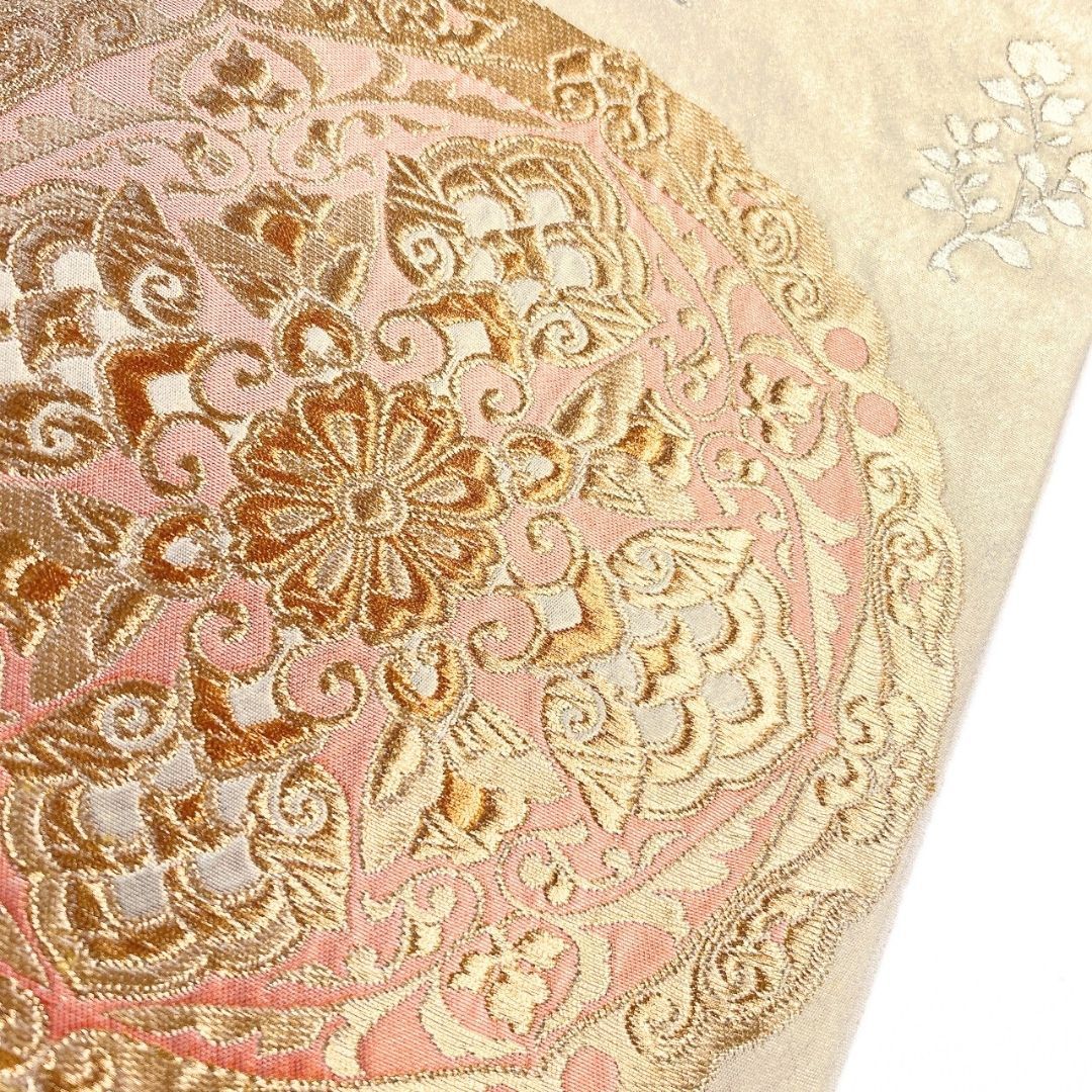 袋帯　唐織　花紋　華紋　鳳凰　花模様　金糸　着物　124b p ms. 袋帯 唐織 花紋 アウトレット 華紋 鳳凰 花模様 金糸 着物 124b p ms.