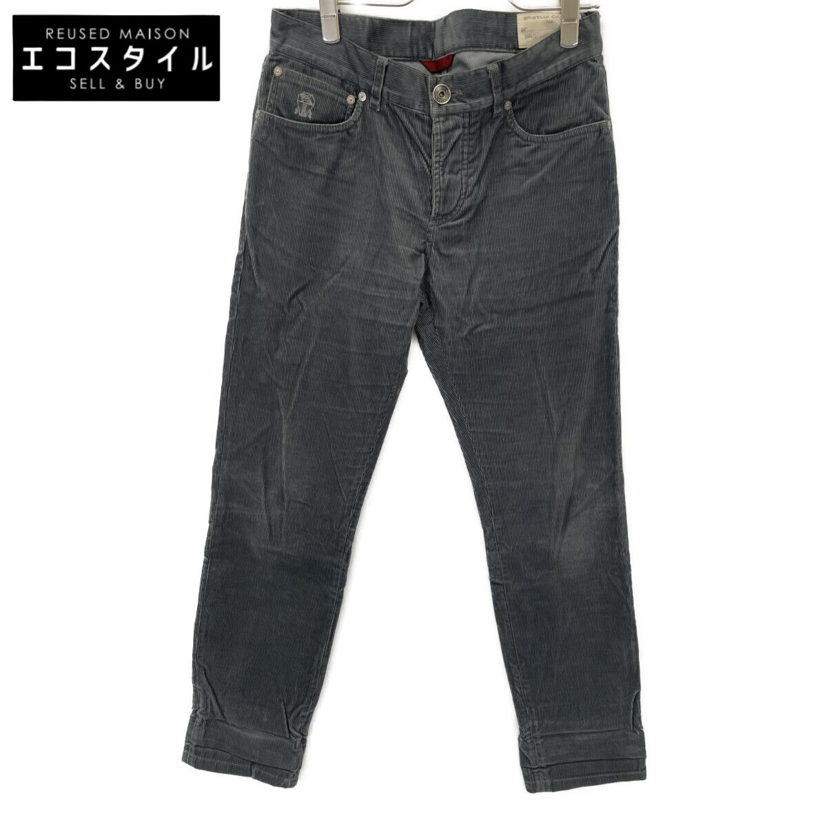 BRUNELLO CUCINELLI ブルネロクチネリ ｸﾞﾚｰ ｺｯﾄﾝ×ｶｼﾐﾔ ﾎﾞﾀﾝﾌﾗｲ ﾃｰﾊﾟｰﾄﾞ