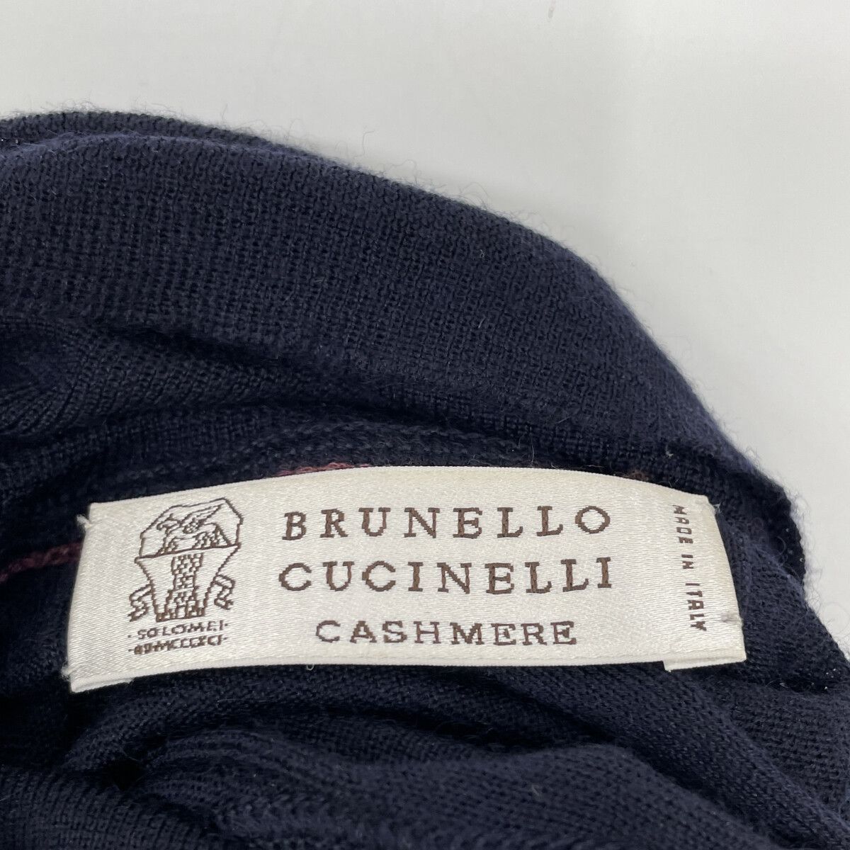 BRUNELLO CUCINELLI ブルネロクチネリ ﾈｲﾋﾞｰ ｶｼﾐﾔ×ｼﾙｸ ﾀｰﾄﾙﾈｯｸ ﾛﾝｸﾞ